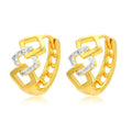 Gold hollow geometric alloy earrings with ear clip fastening