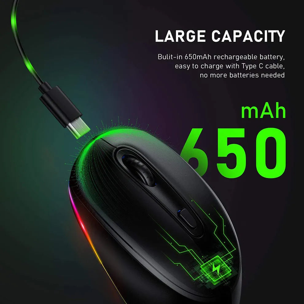 24g lightweight wireless mouse with ergonomic design in multiple colours including black, silver, and blue