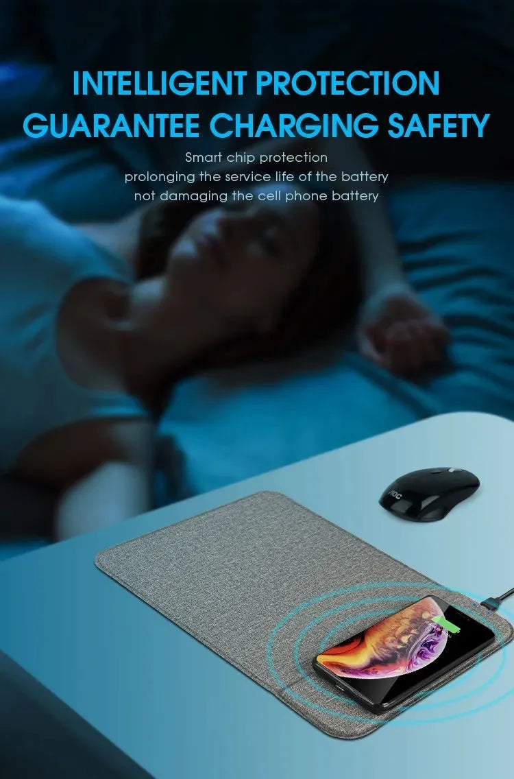 Foldable cloth wireless charging pad showing fabric surface and flexible folding design