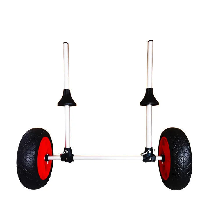 Foldable aluminium kayak beach trailer cart with upright pole platform for open kayak transport