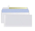 Blue confidential anti-opening security envelope showing self-adhesive seal, measuring 105mm by 240mm