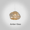 Modern decorative chandelier with glass shade in amber, clear or smoke grey colour options