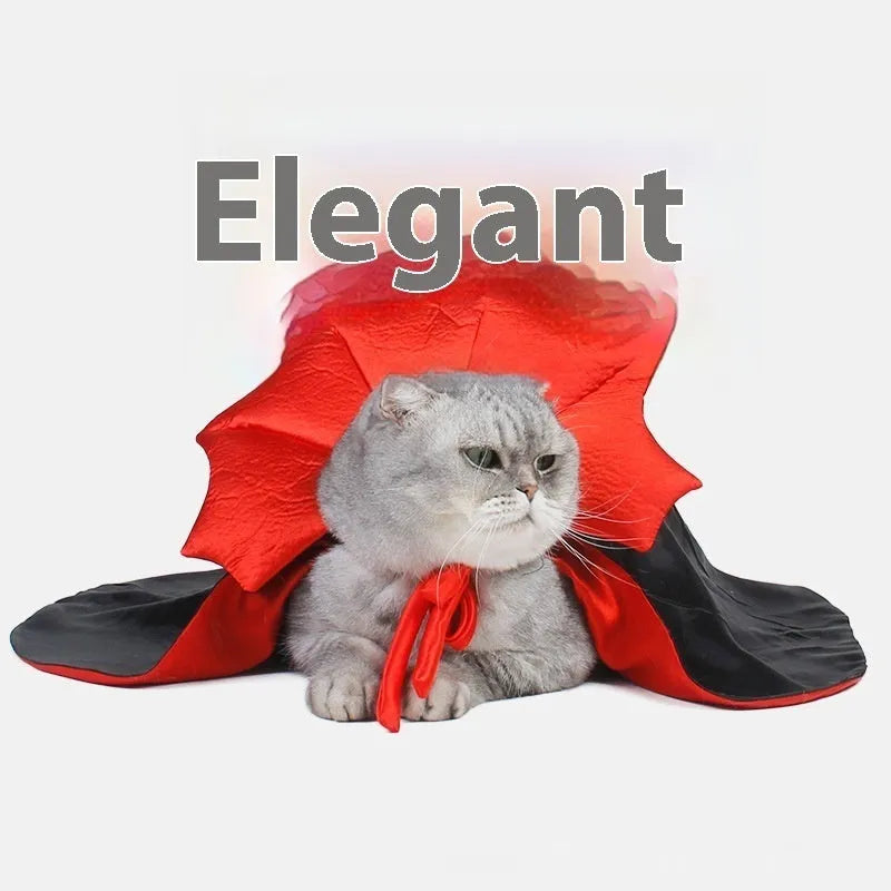 Black and red polyester Halloween costume outfit for pet cat or dog with European American fancy dress styling