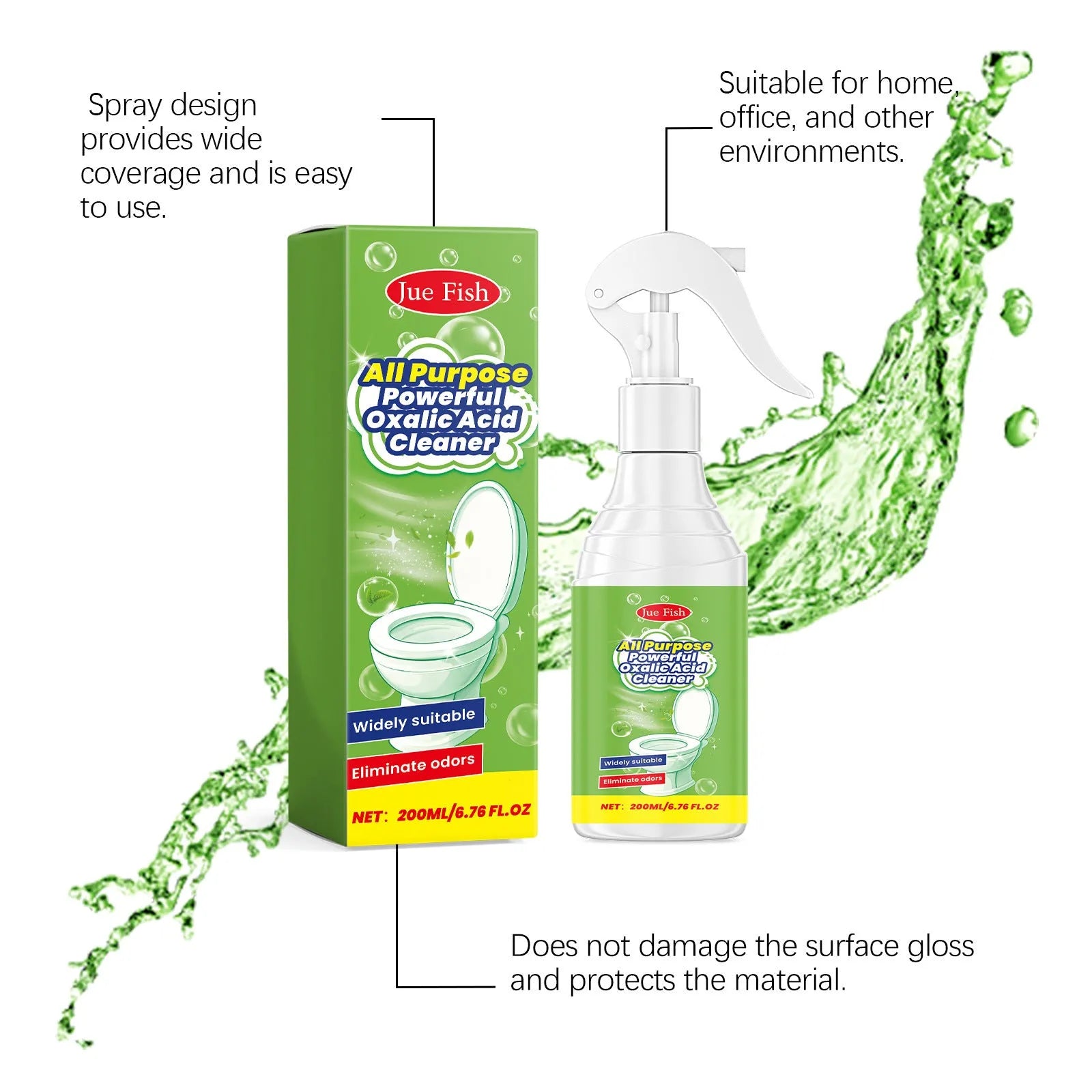 200ml household grease cleaning spray bottle showing dimensions of 5.5cm by 13.6cm