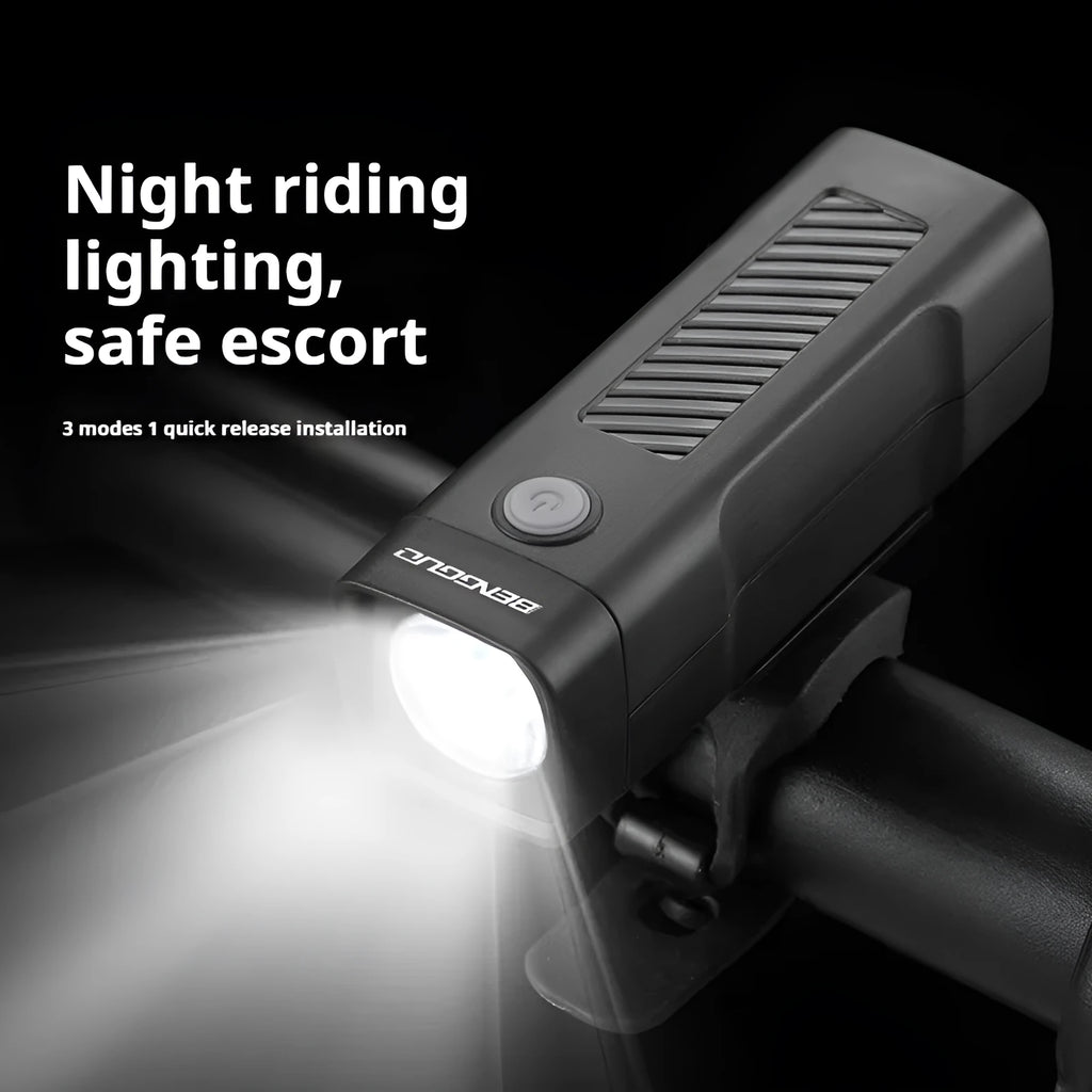 USB rechargeable bicycle headlight with quick release strap bracket for handlebar mounting