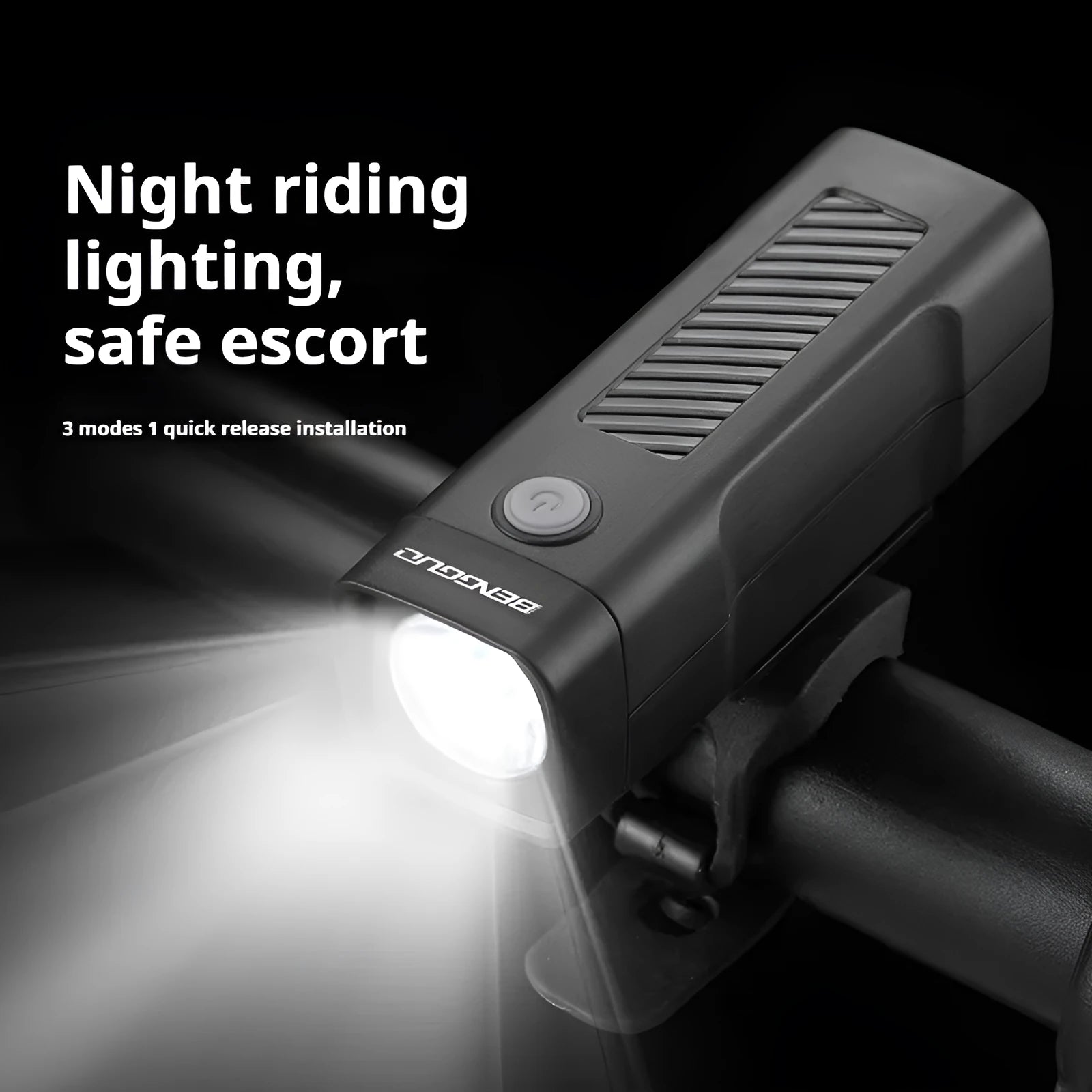 USB rechargeable bicycle headlight with quick release strap bracket for handlebar mounting