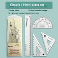 Youpai transparent acrylic ruler set with square and protractor in blue or black styles