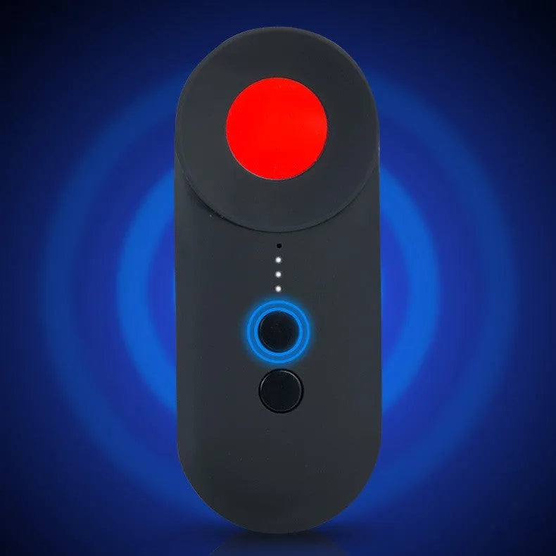 Black portable GPS detector and hidden camera finder unit on a white background