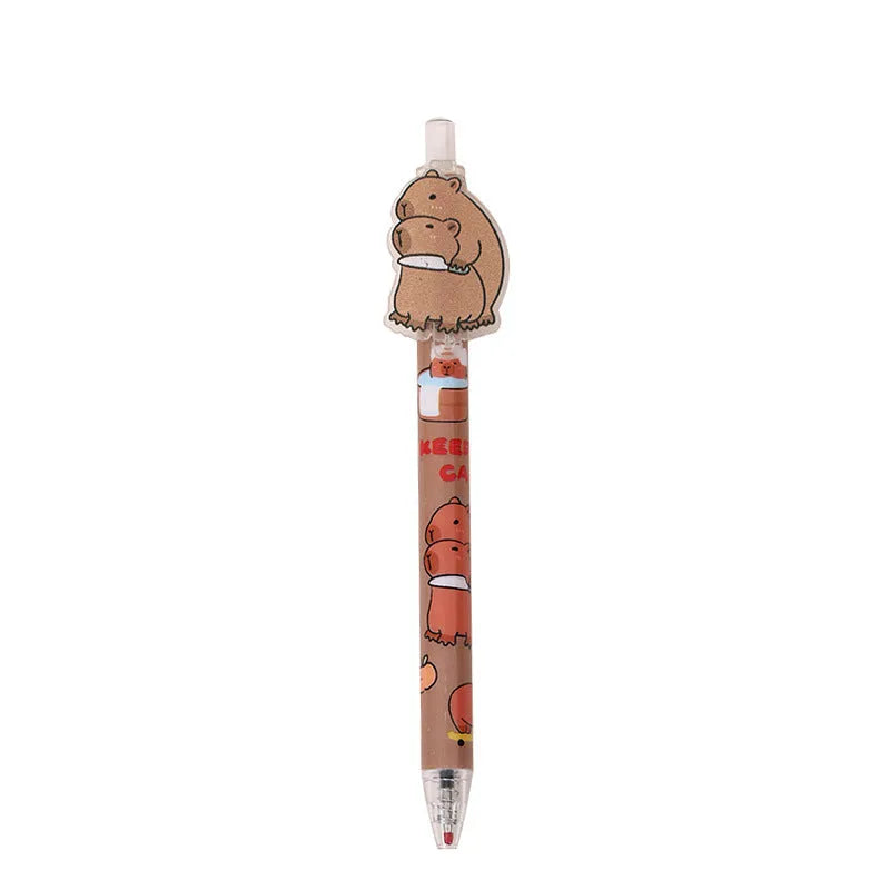 48 cartoon bear design gel pens with plastic shells and carbon black ink in a box
