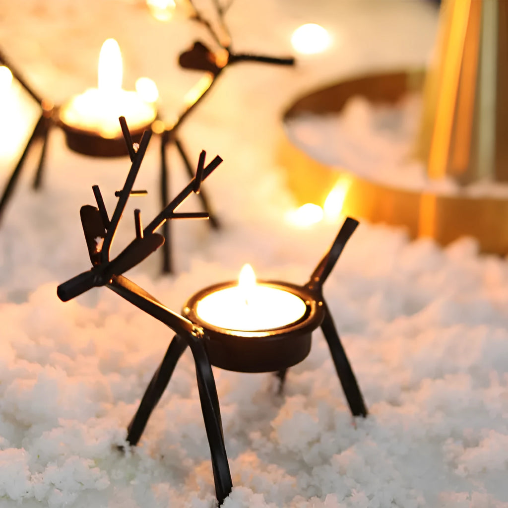 Iron Christmas deer candlestick holder with elk bracket design for festive decoration
