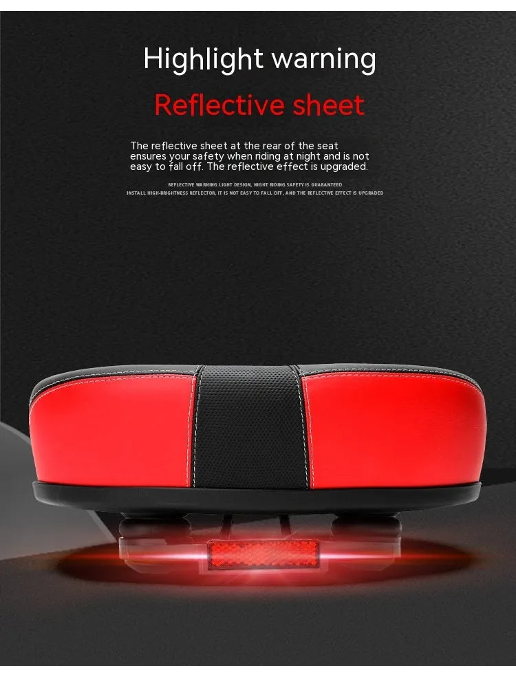 Thickened red bicycle saddle with shock absorber showing 210x270mm dimensions