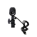Black photographic single lamp holder with E27 port and power cords for studio lighting.