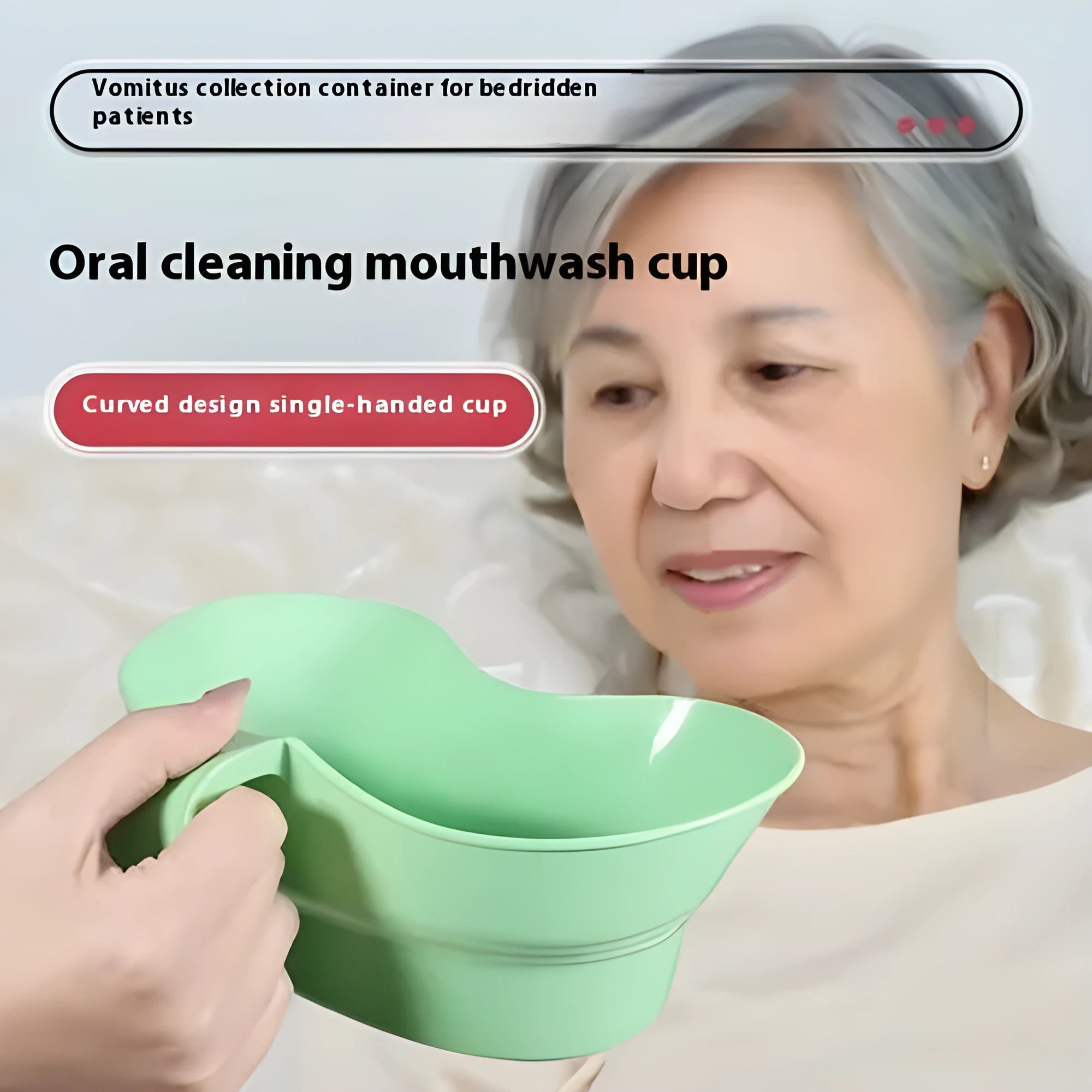Green plastic elderly gargle cup for bedridden patient oral care