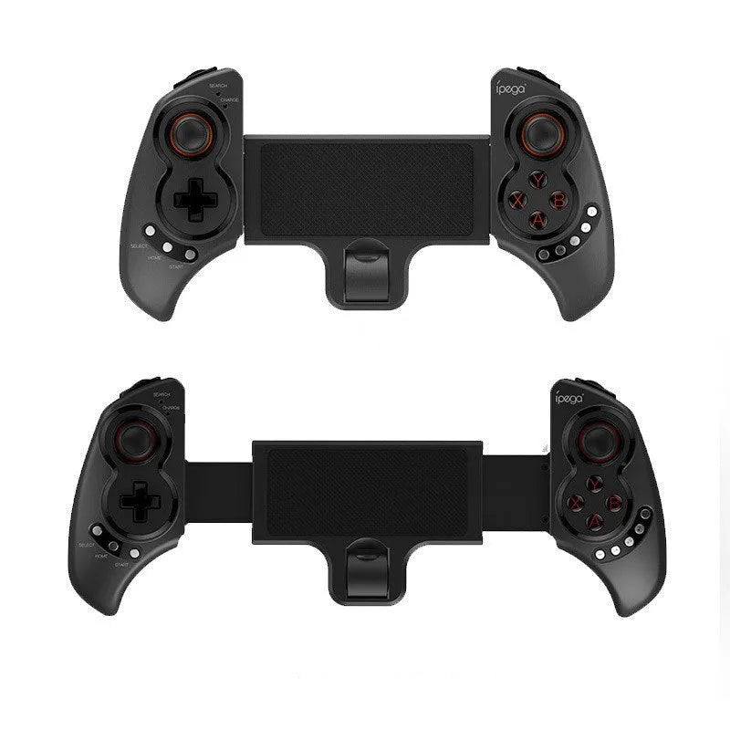 PG-9023 wireless telescopic gamepad controller holding a mobile phone