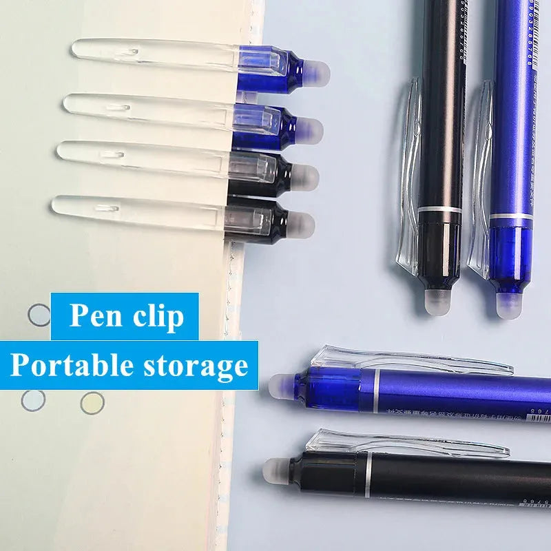 Hot erasable push gel pen with 0.5mm stainless steel nib in plastic casing