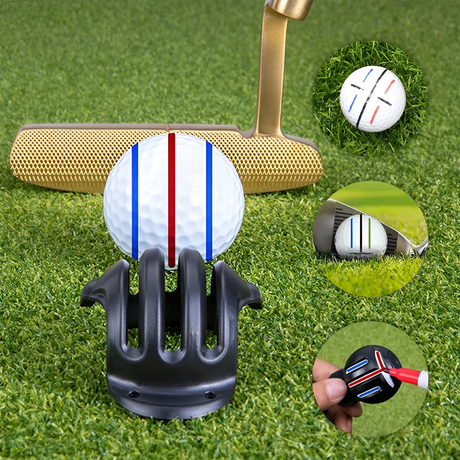 Golf putter alignment tool with plastic scriber and drawing pens for putting practice