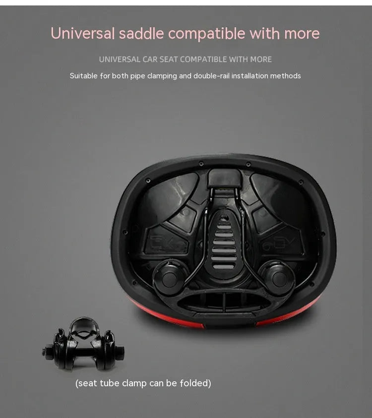 Thickened red bicycle saddle with shock absorber showing 210x270mm dimensions