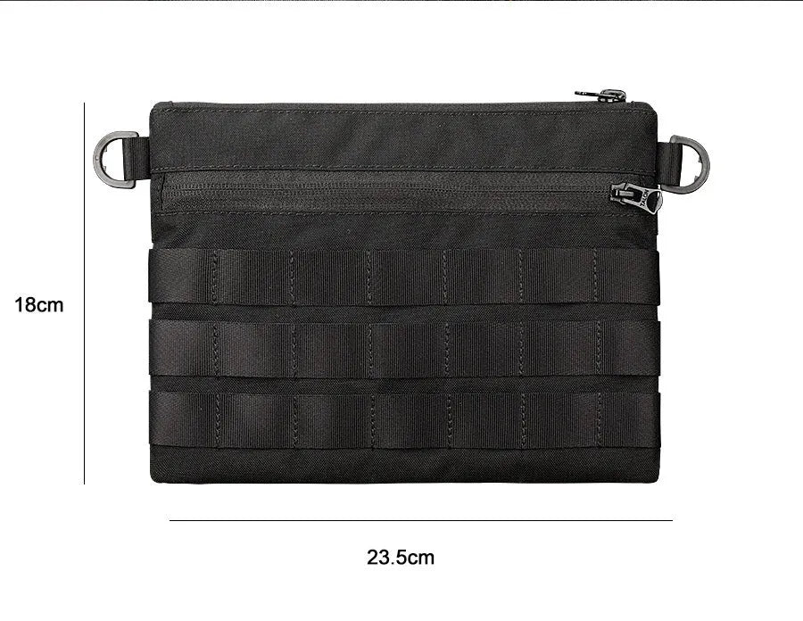 Black Oxford cloth outdoor kit with 18x3.5cm dimensions for military fans
