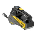 Black vehicle-mounted electric tyre inflator with digital display and light.