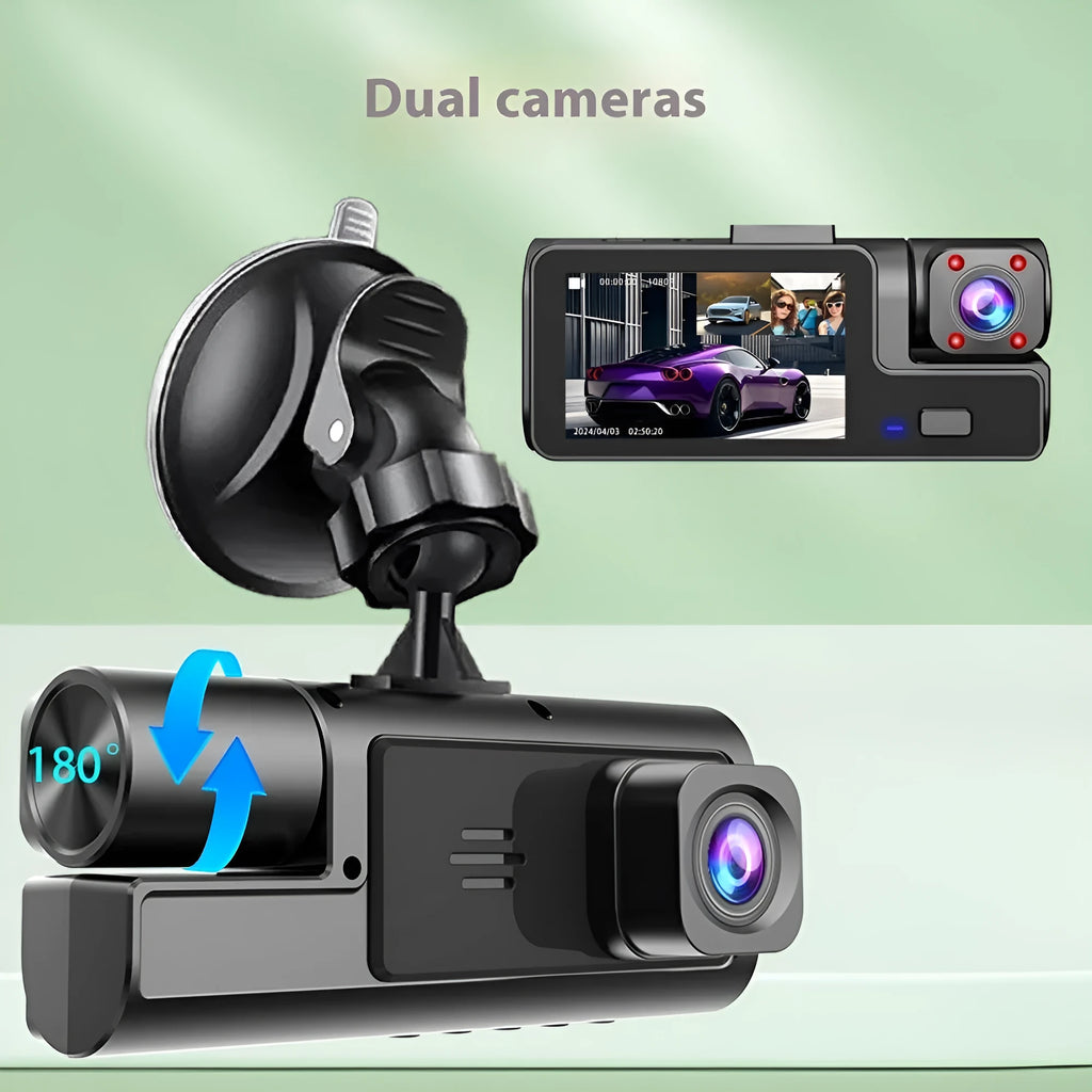 WiFi driving recorder with 2.0-inch screen and reversing camera for car front and rear monitoring