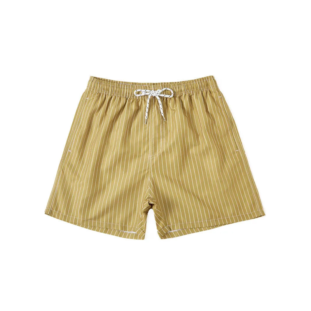 Men's striped beach shorts in polyester blend fabric with triangle lining