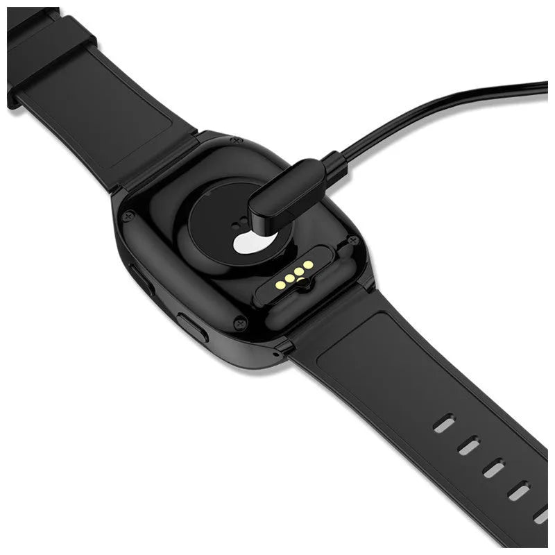 Black GPS smartwatch with touch screen showing location map and SOS button
