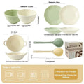 Solid colour ceramic tableware set of seven pieces in a gift box, showing modern simple design.