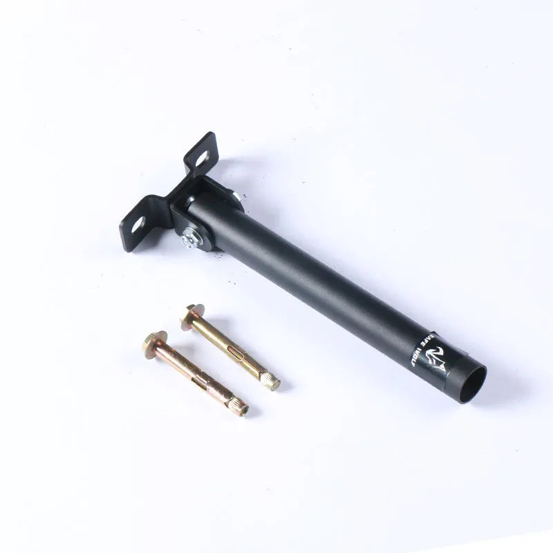 Steel wall-mounted barbell rack with 25 tubes for weapon storage showing two inner diameter options