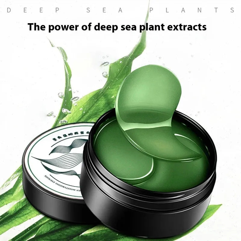 Pack of 60 seaweed collagen essence sheet eye masks for moisturising.