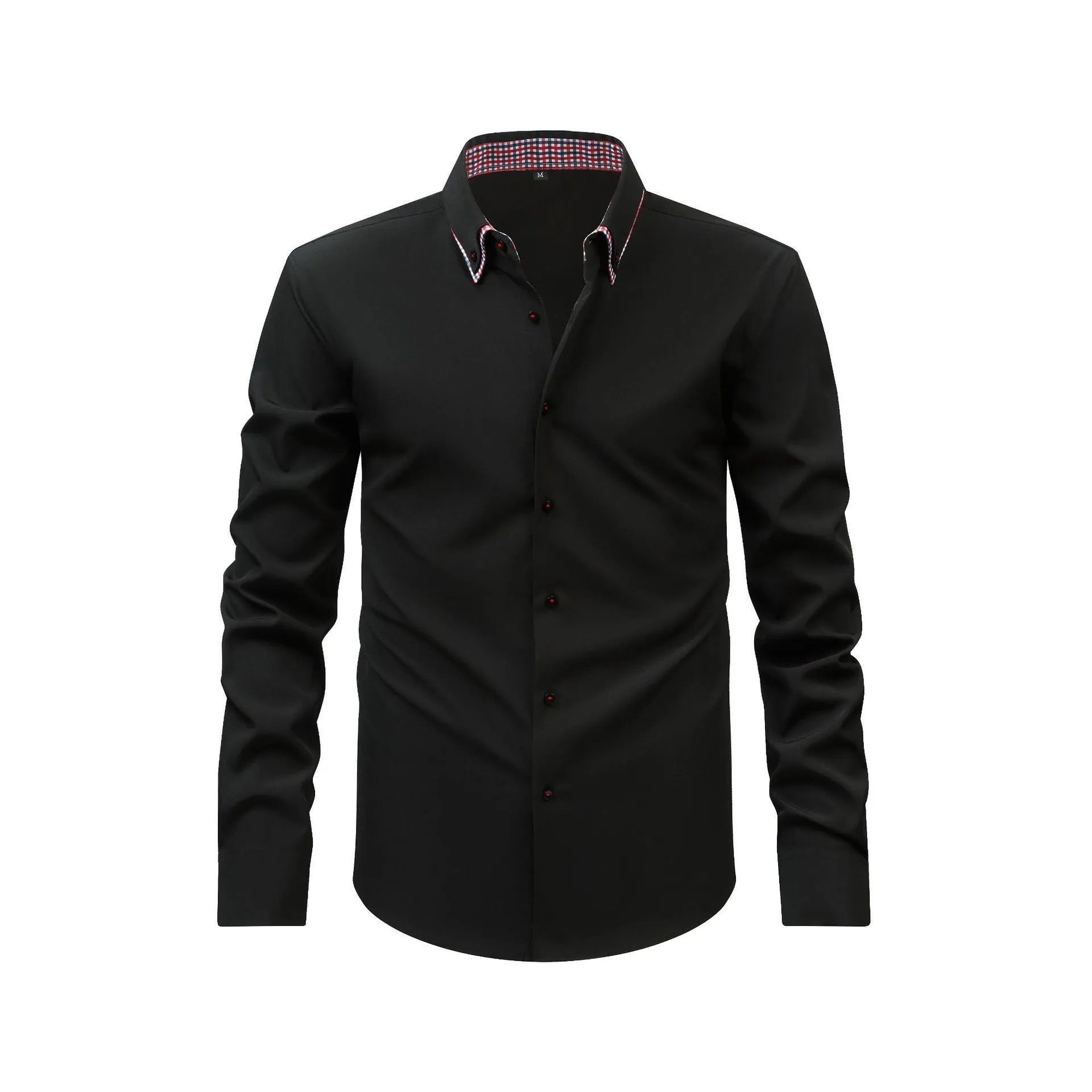 Casual cardigan shirt in solid colour with double collar stitching, three-button placket, and stretch polyester fabric