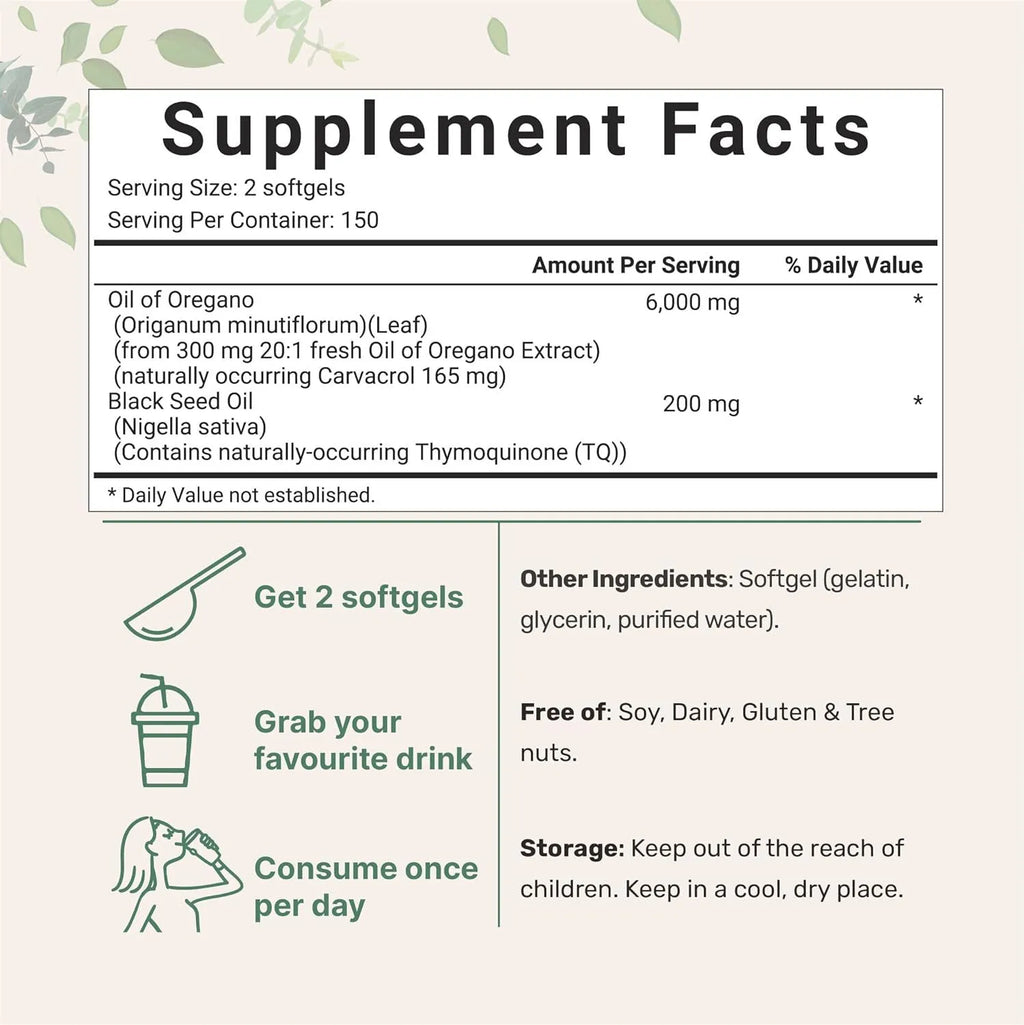 Butter Black Seed Oil Soft Capsules bottle showing softgel capsules, with pack size options of 180 or 300 tablets.