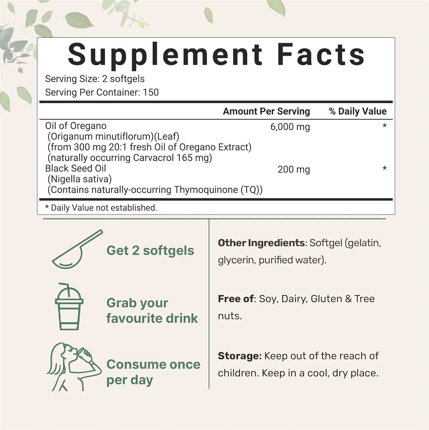 Butter Black Seed Oil Soft Capsules bottle showing softgel capsules, with pack size options of 180 or 300 tablets.
