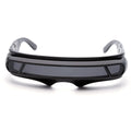 Black full rim sports sunglasses with polarised mercury-tinted lenses.