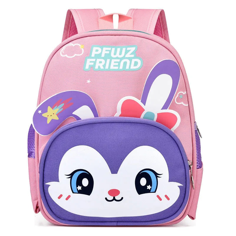 colourful baby cartoon backpack made of Oxford cloth, ultra-light with spine protection, six colours including pink and blue