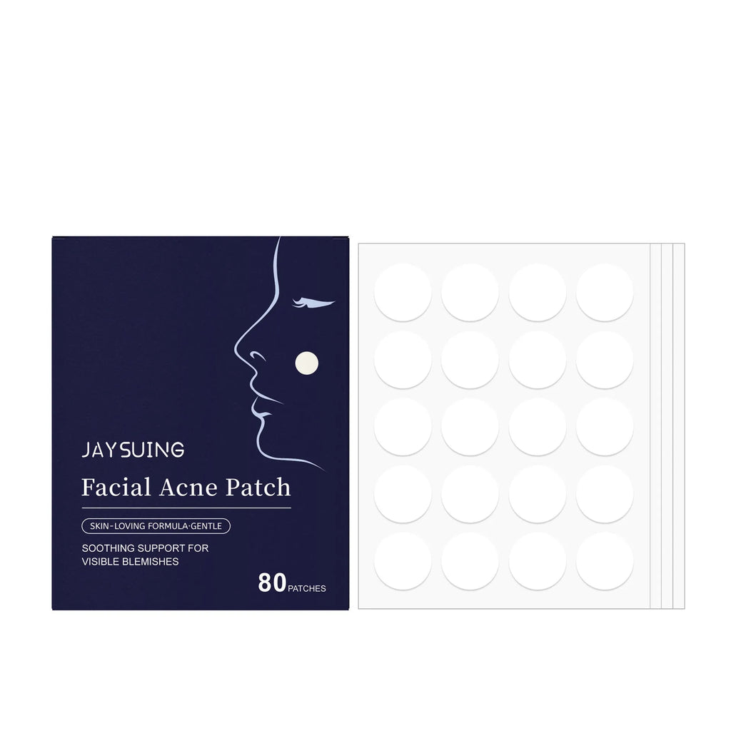 Package of 80 hydrocolloid acne patches for facial blemish treatment