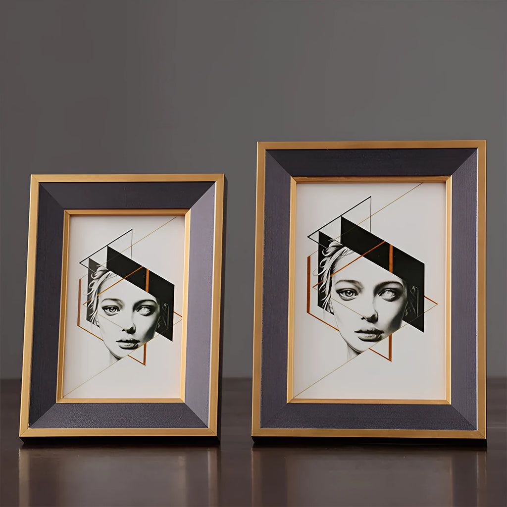 Solid wood desktop photo frame decoration in 6 7 10 inch sizes as shown style
