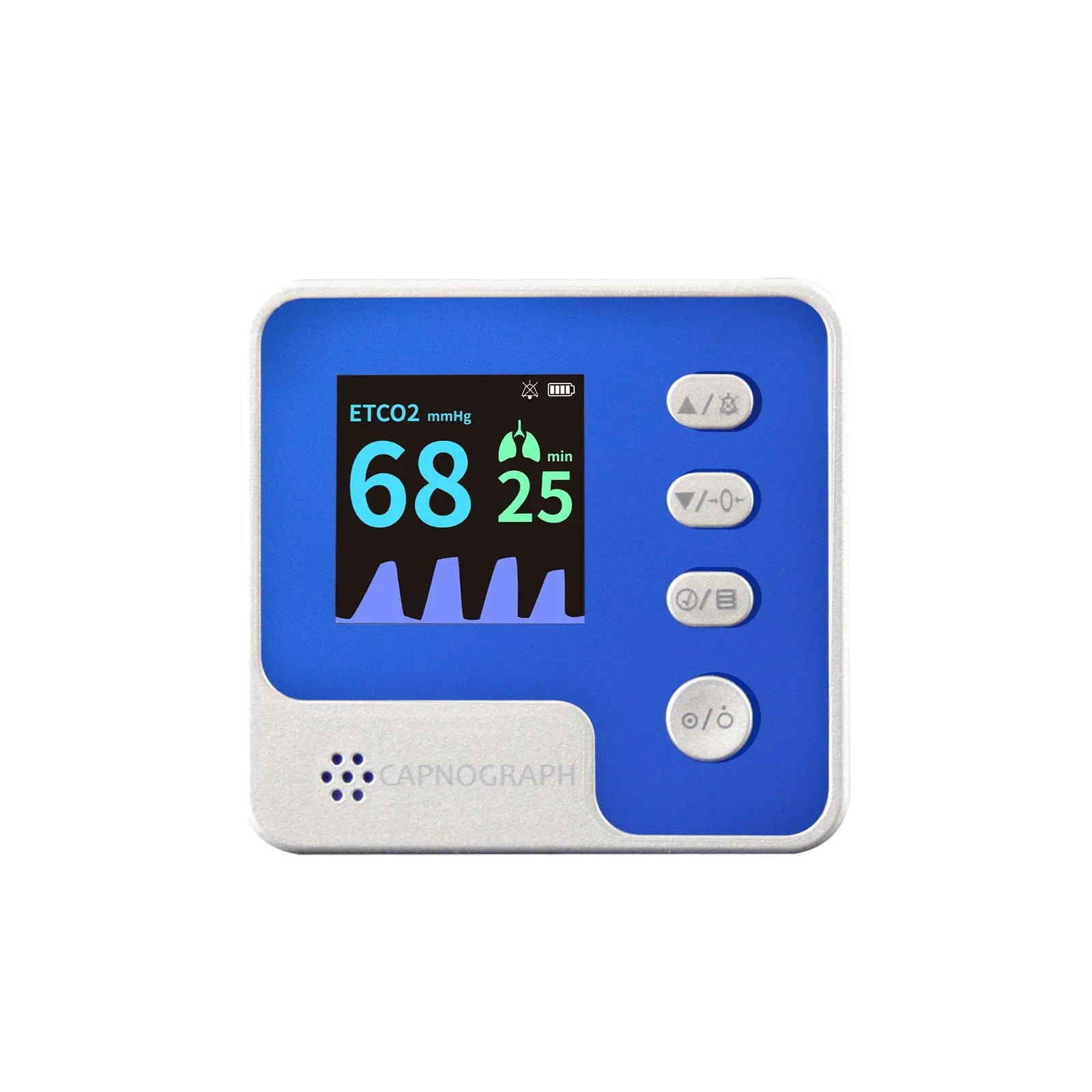 Veterinary mainstream CO2 capnograph CA10M monitor with ETCO2 and respiration rate display, alarm indicator, and battery power