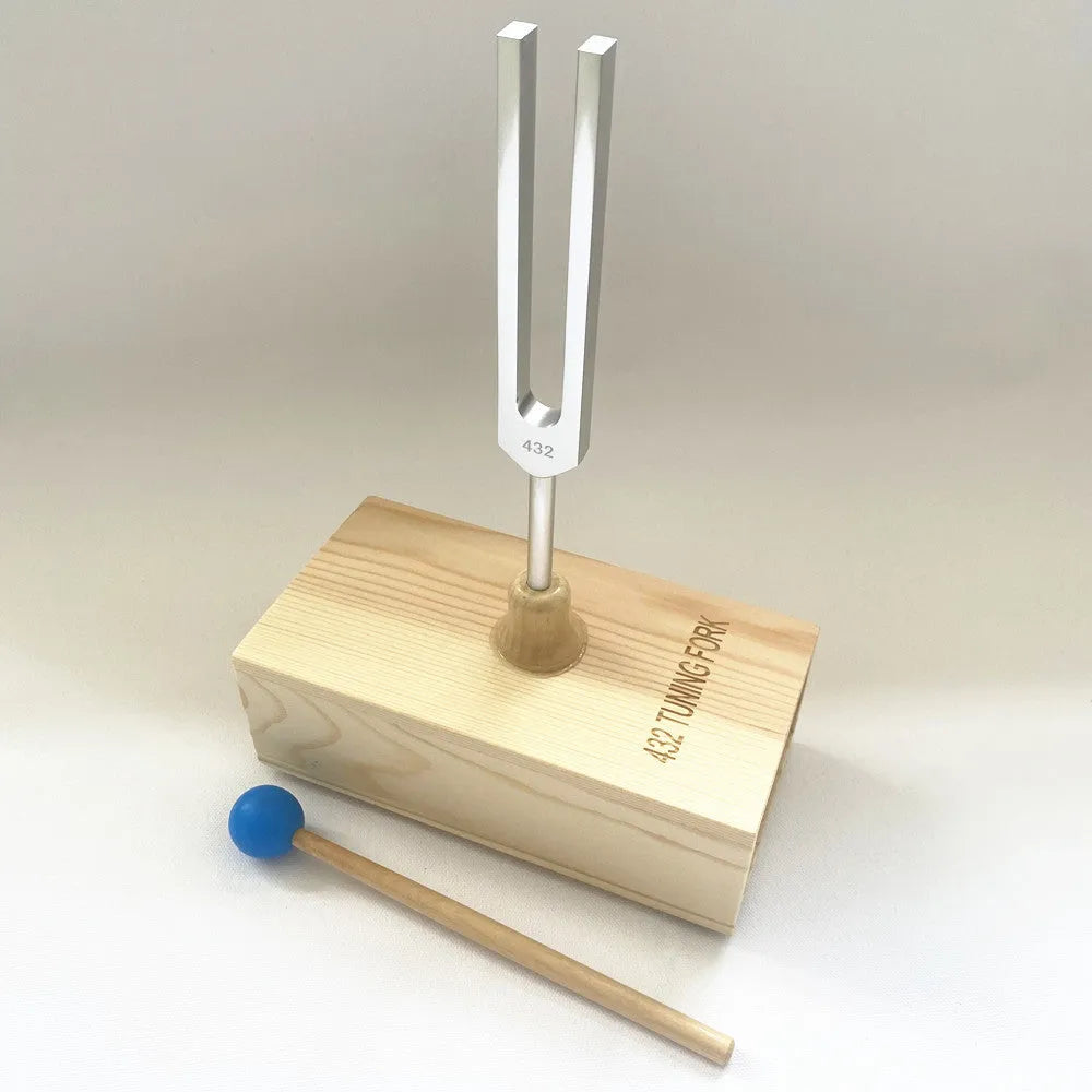432Hz aluminium alloy tuning fork with speaker set for sound therapy in kraft paper box