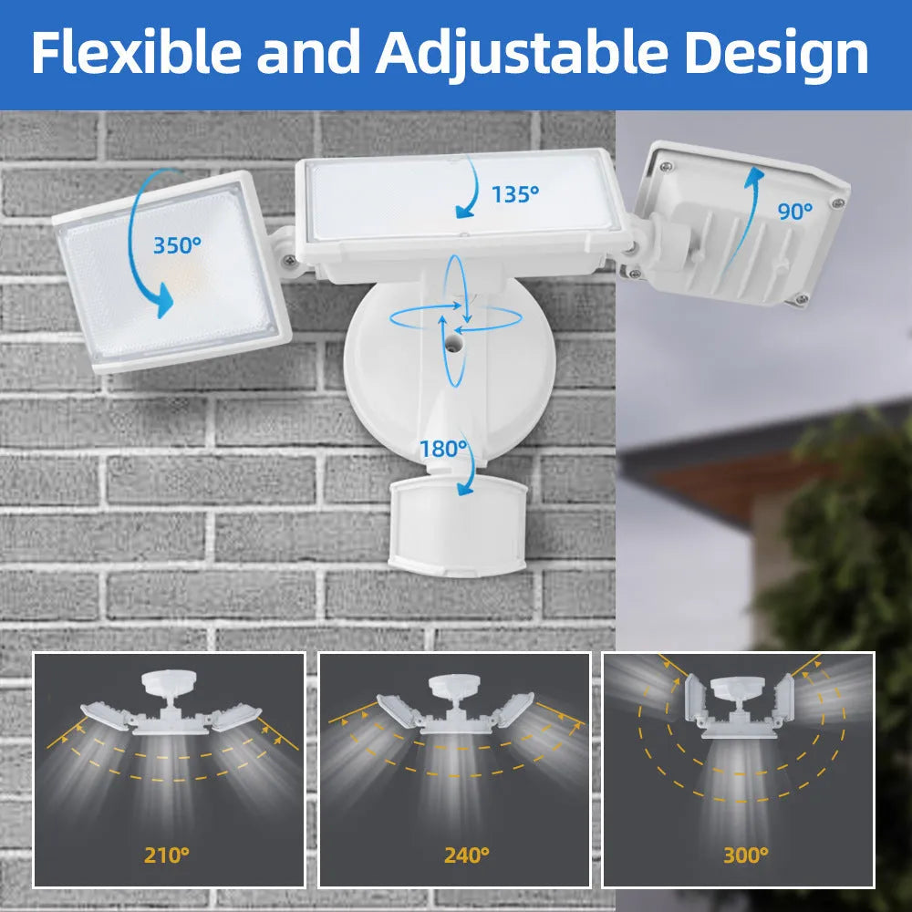 White LED human body induction security flood light mounted on exterior wall