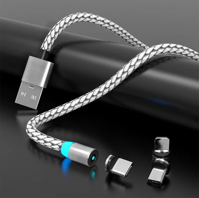 Magnetic phone charging cable with breathing light in various colour options