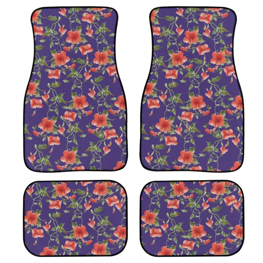 Black rubber car floor mat set, four pieces showing textured surface and 20mm thick edge.