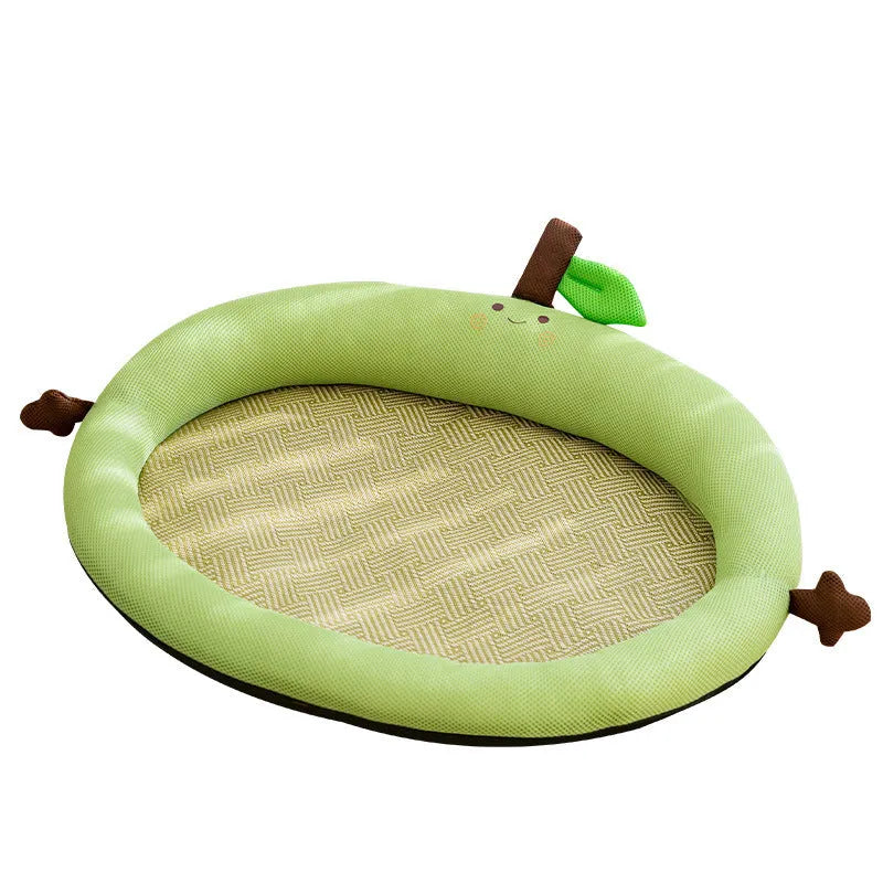 Green fruit backrest dog nest mat in large size for teddy breed dogs