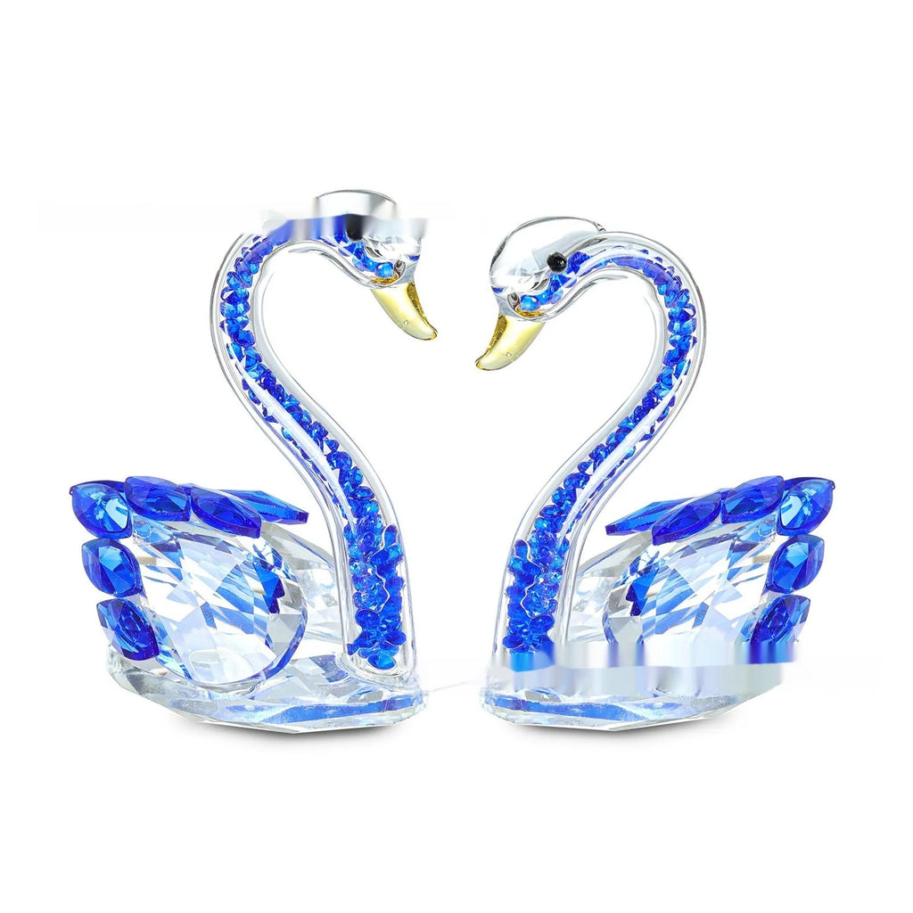 White crystal swan desktop decoration in modern style with colour options