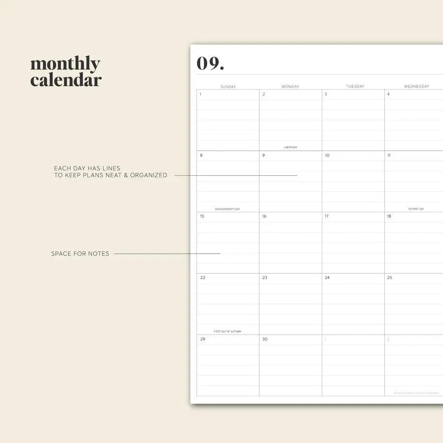 Cherry red coil notebook with daily schedule pages open showing weekly layout
