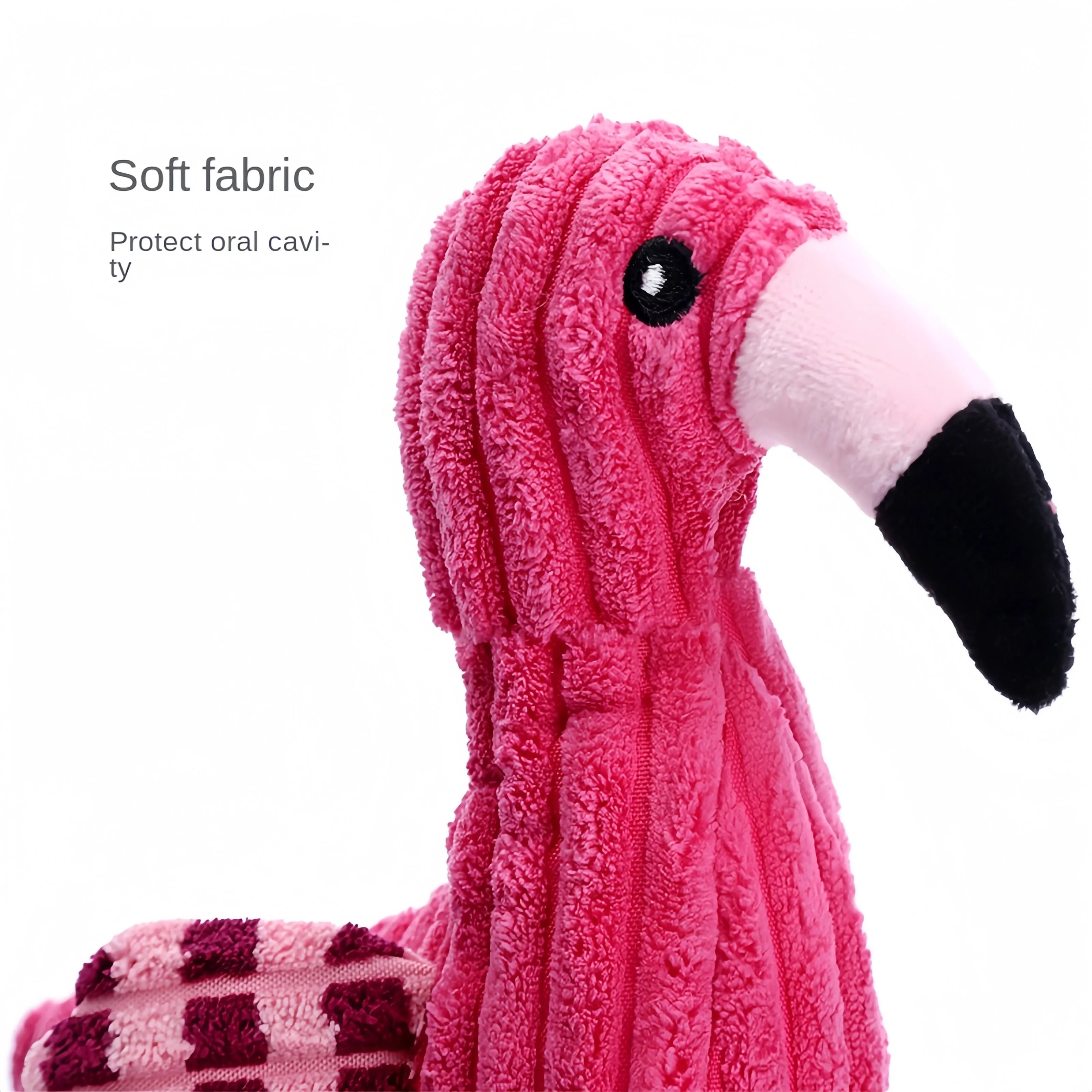 Pink corduroy rabbit-shaped dog toy with crinkle sound, measuring 28cm.
