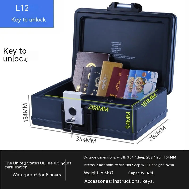 Portable mechanical password safe box in steel construction with combination dial