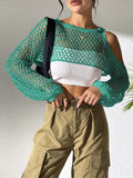 Mesh hollowed navel shirt in multiple colours including army green and lake green