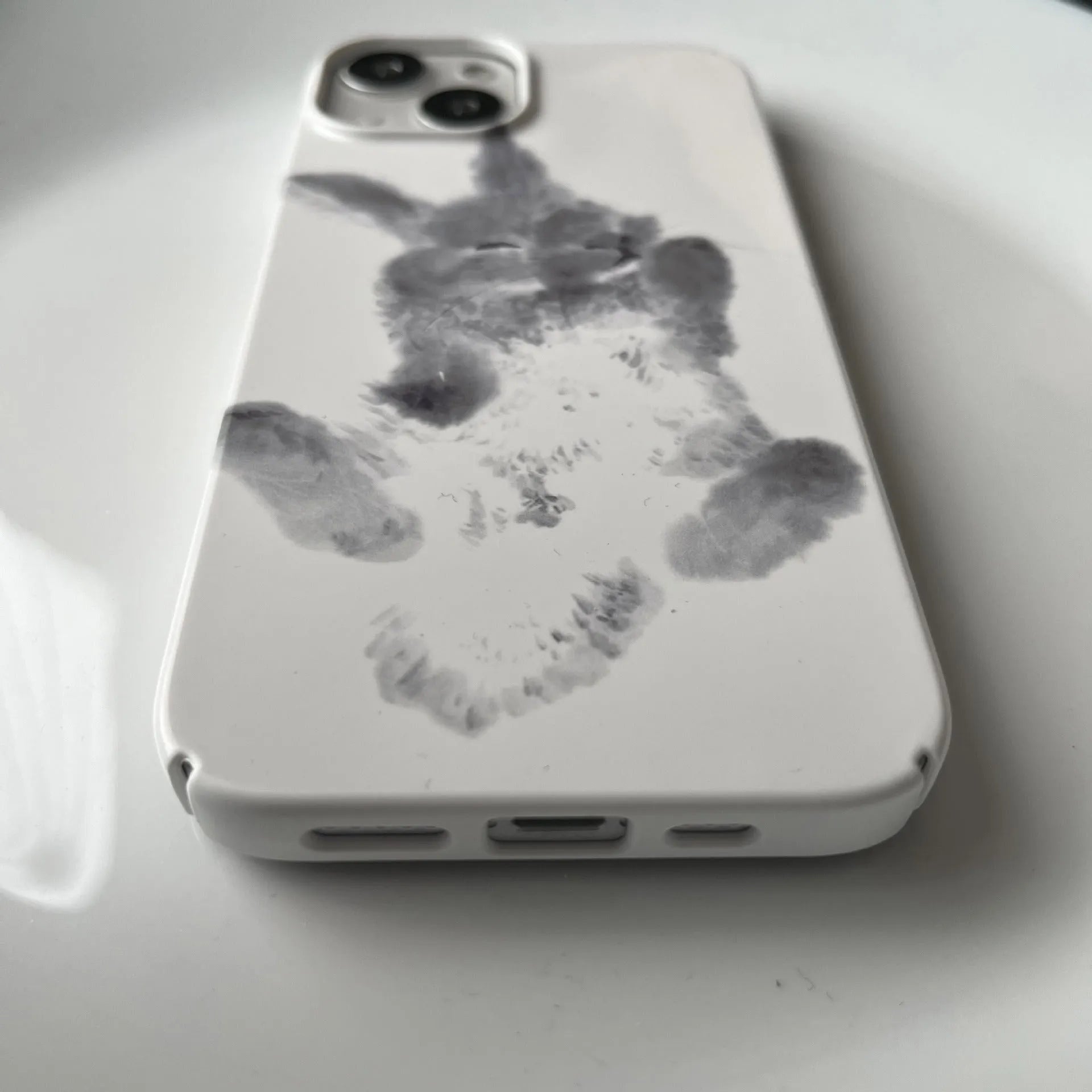 Rabbit Chinese ink ins art film phone case for iPhone with glossy or frosted finish and M61 pattern
