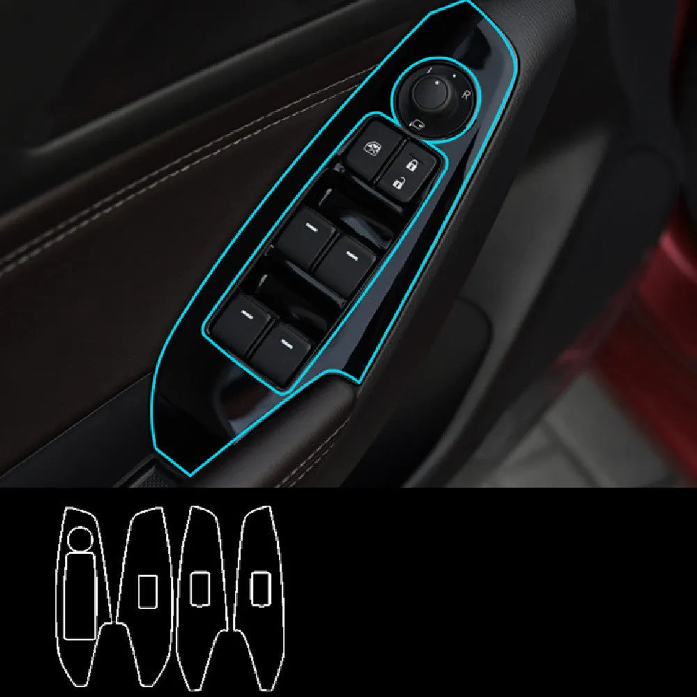 TPU protective films for 14-19 car door control switch panels in multiple finishes