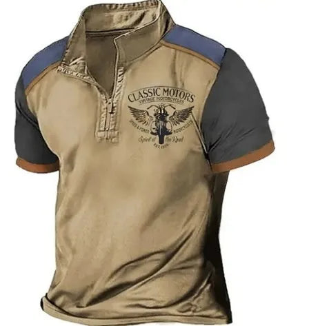 Men's loose-fit 3D printed golf polo shirt in solid colour Bird Eye cloth polyester.